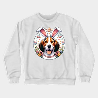 Treeing Walker Coonhound Enjoys Easter with Bunny Ears Crewneck Sweatshirt